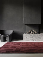 Modern Burgundy Textured Geometric Area Rug