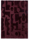 Modern Burgundy Textured Geometric Area Rug