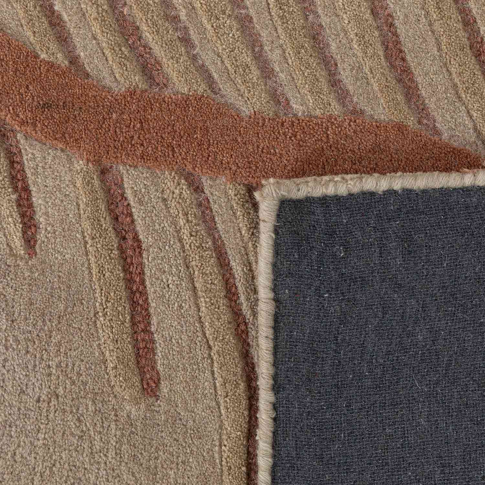 Modern Abstract Botanical Area Rug – Beige & Terracotta