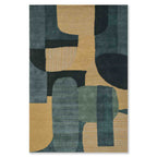 Modern Abstract Geometric Yellow & Grey Area Rug