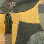 Modern Abstract Geometric Yellow & Grey Area Rug