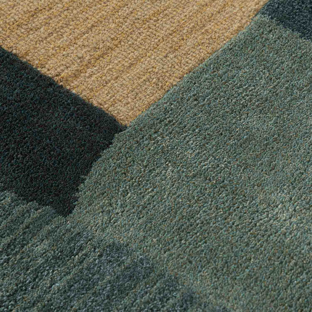 Modern Abstract Geometric Yellow & Grey Area Rug