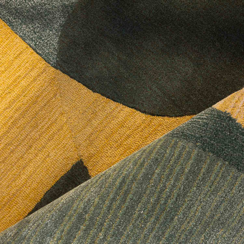 Modern Abstract Geometric Yellow & Grey Area Rug
