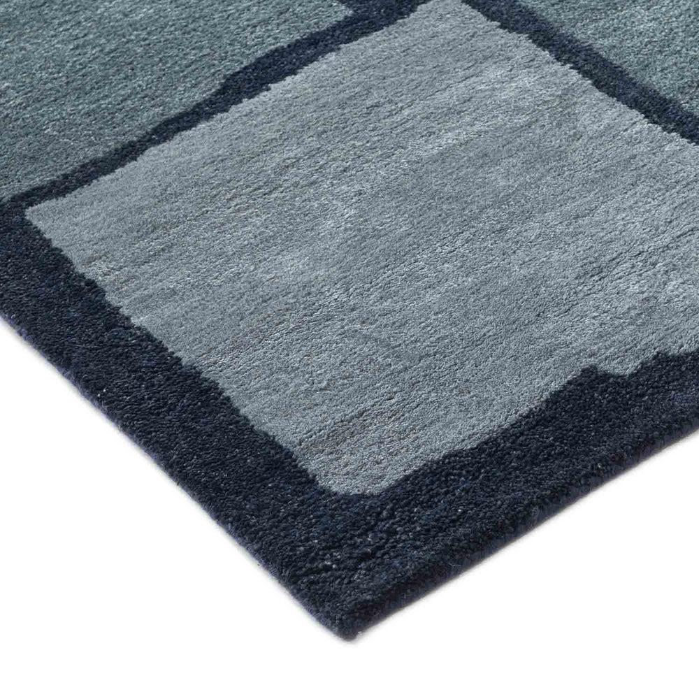 Abstract Geometric Blue & Grey Area Rug