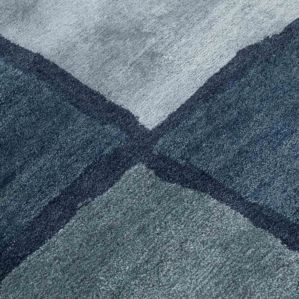 Abstract Geometric Blue & Grey Area Rug