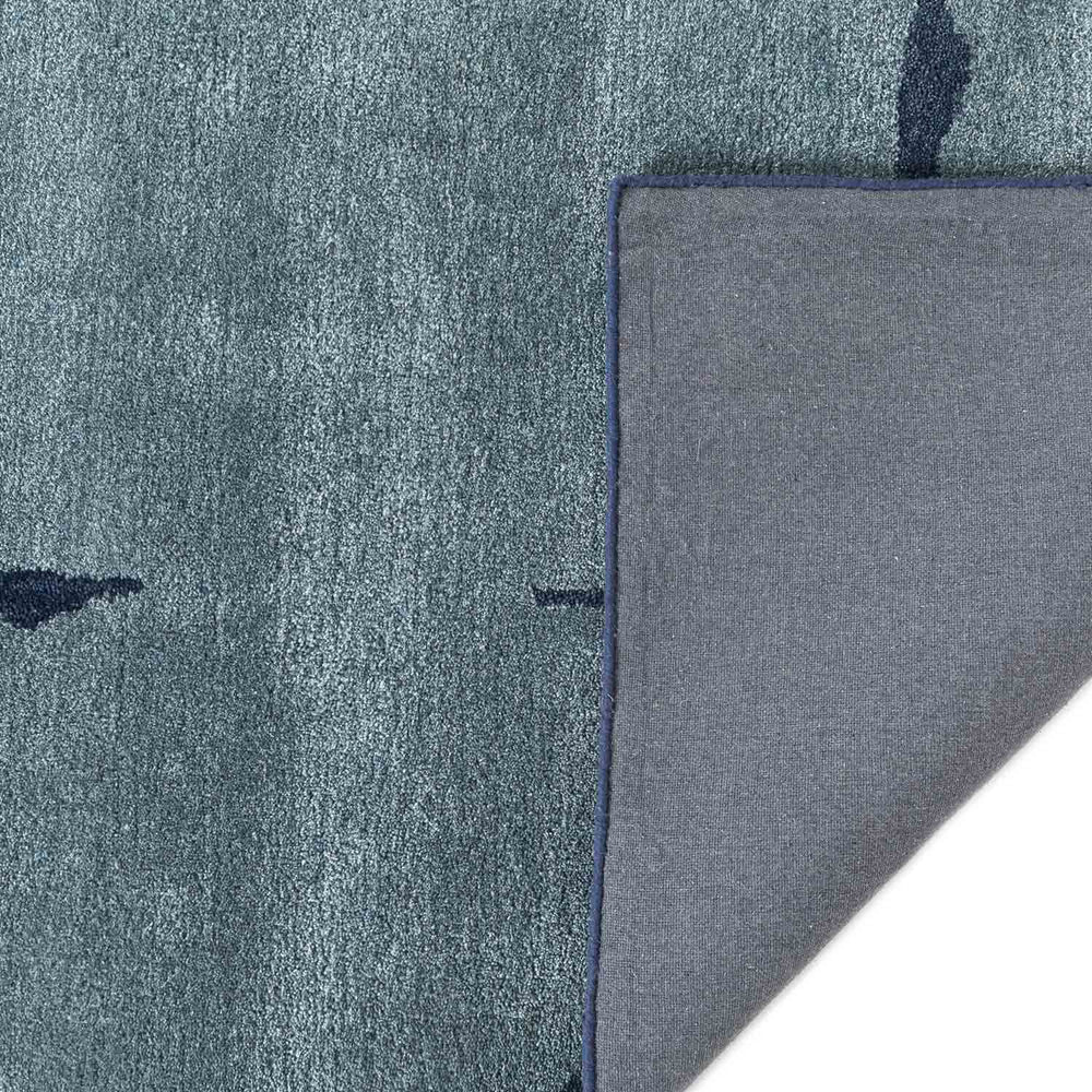 Abstract Geometric Blue & Grey Area Rug