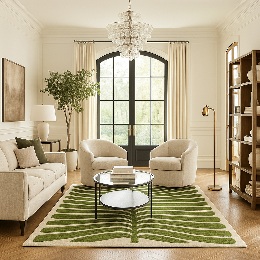 Abstract Leaf Wool Rug