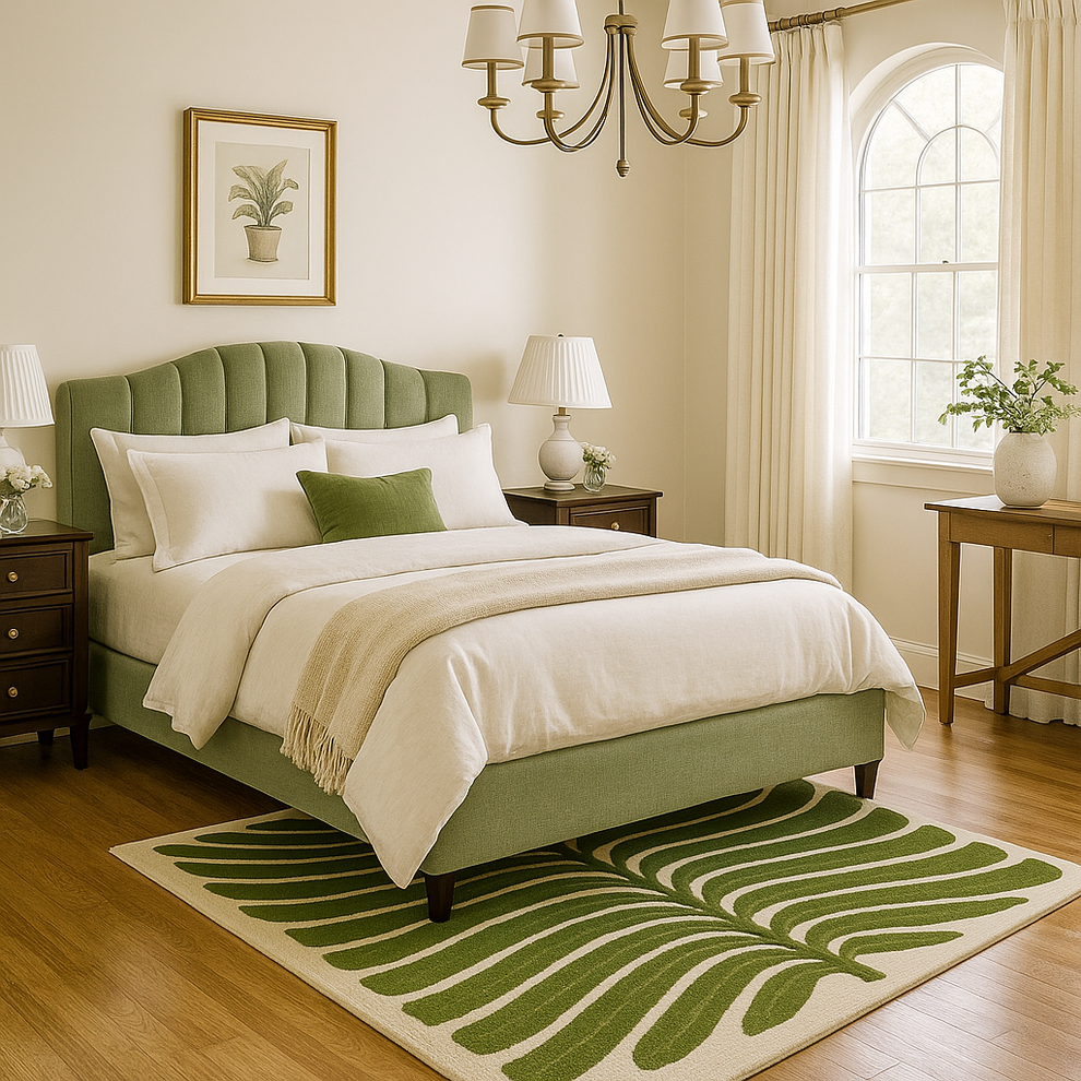 Abstract Leaf Wool Rug
