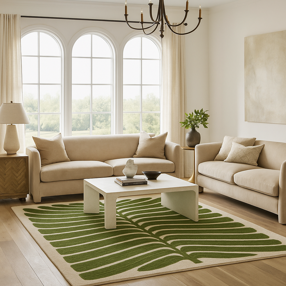 Abstract Leaf Wool Rug