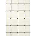 Ivory and Brown Geometric Grid Rug