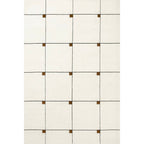 Ivory and Brown Geometric Grid Rug