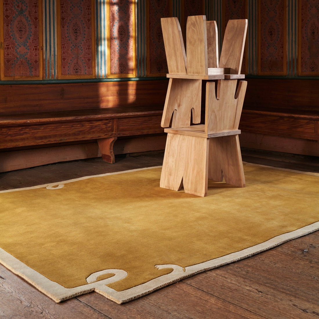 Mustard Gold Border Rug