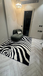 Zebra Wave Black & White Abstract Rug