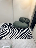 Zebra Wave Black & White Abstract Rug