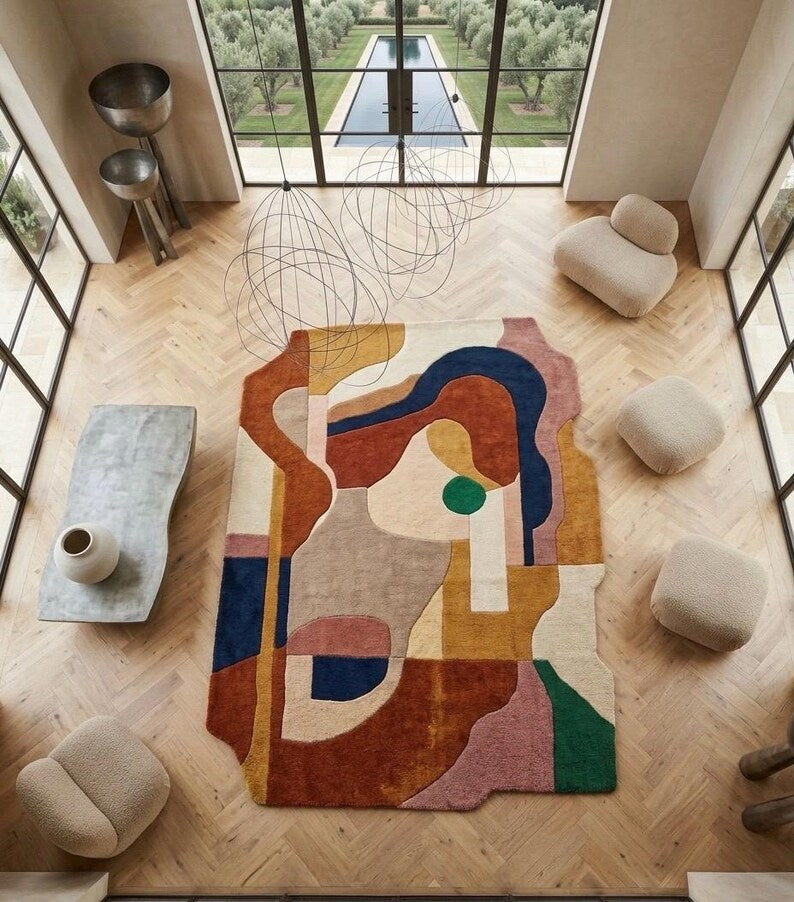 Modern Abstract Multicolor Geometric Area Rug