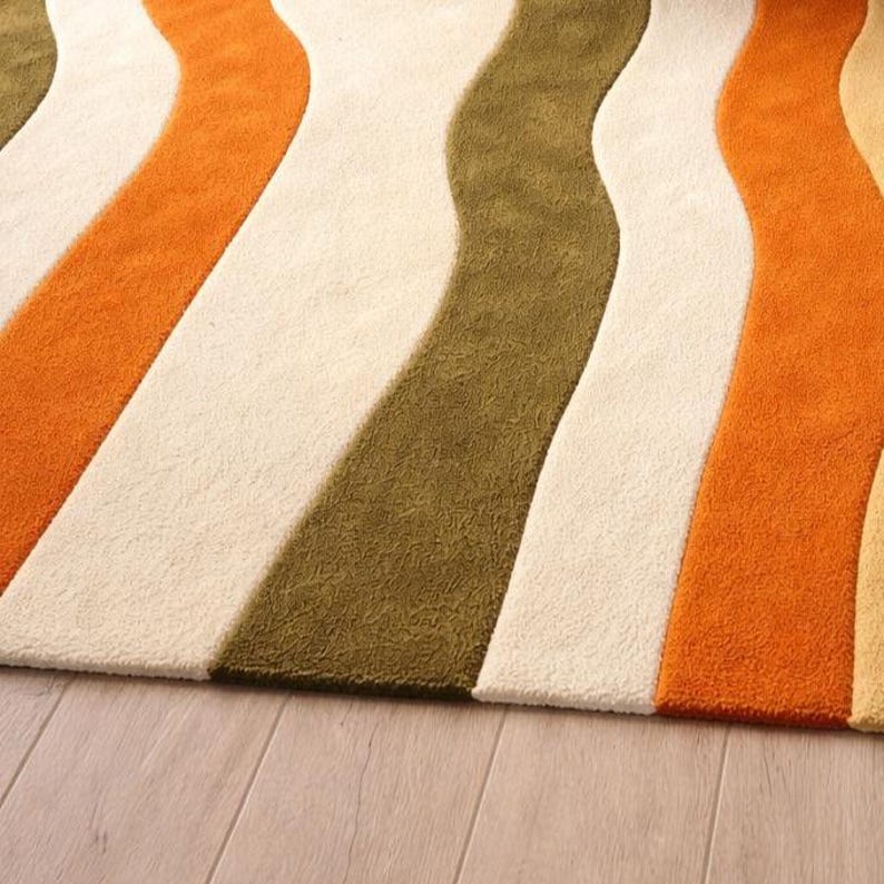 Modern Abstract Wavy Multicolor Area Rug
