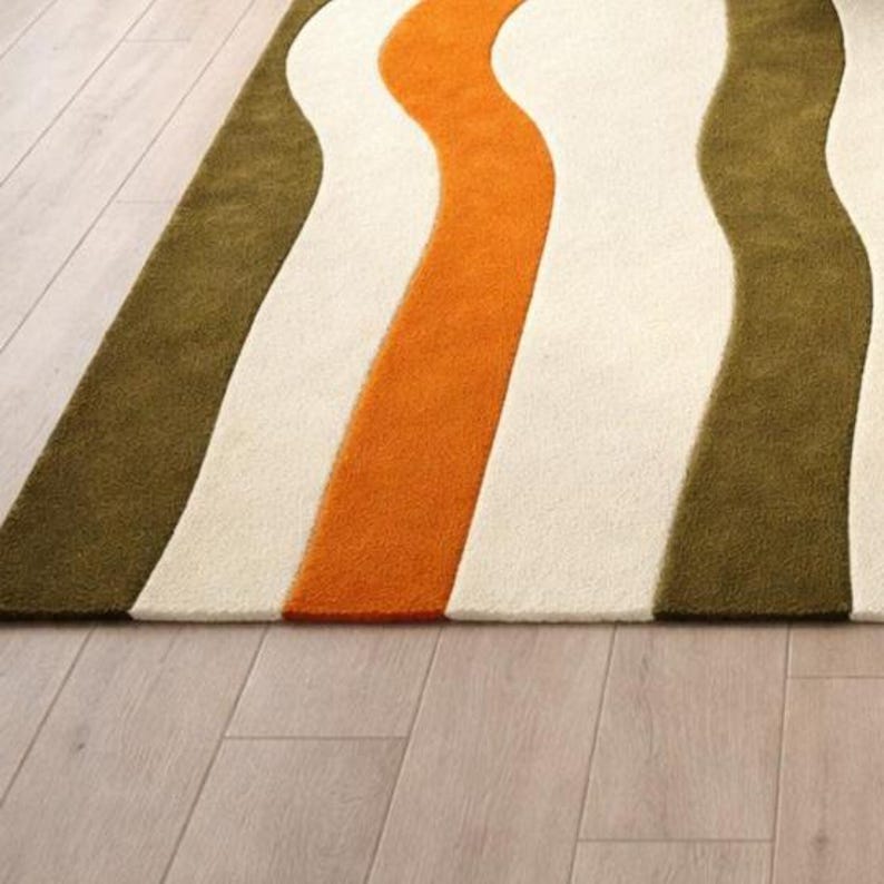Modern Abstract Wavy Multicolor Area Rug