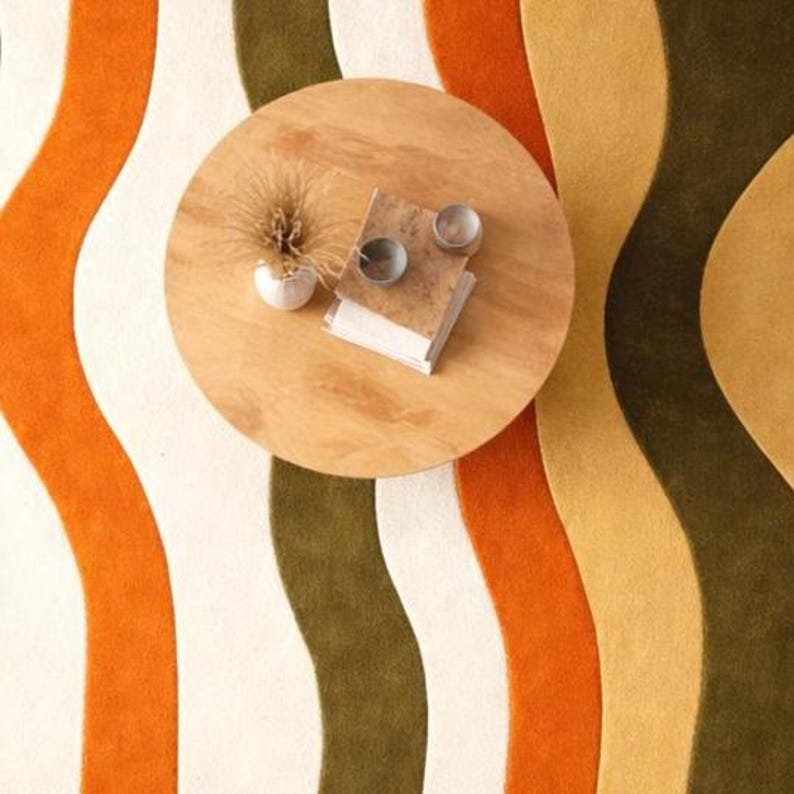 Modern Abstract Wavy Multicolor Area Rug
