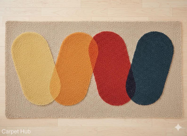 Multicolor Abstract Geometric Oval Area Rug