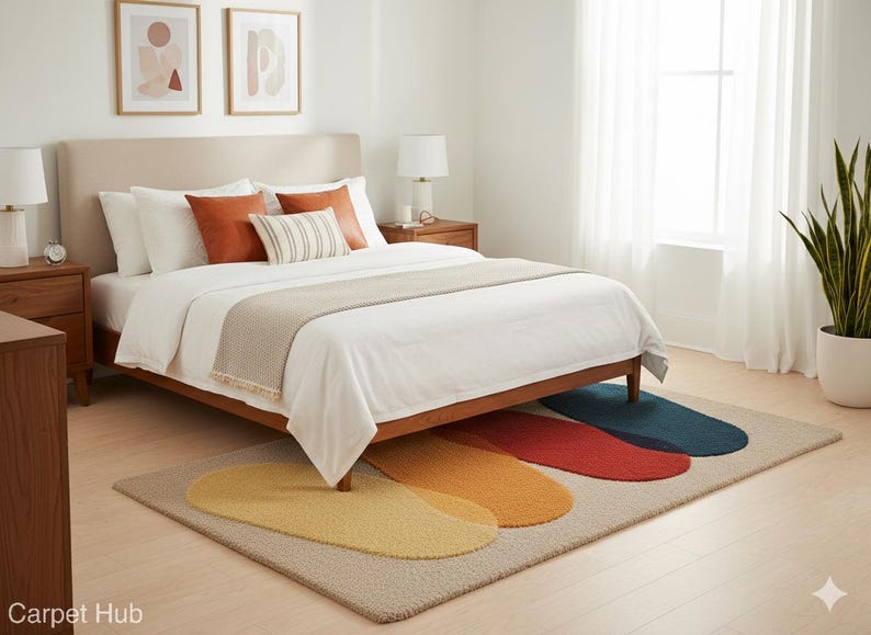 Multicolor Abstract Geometric Oval Area Rug
