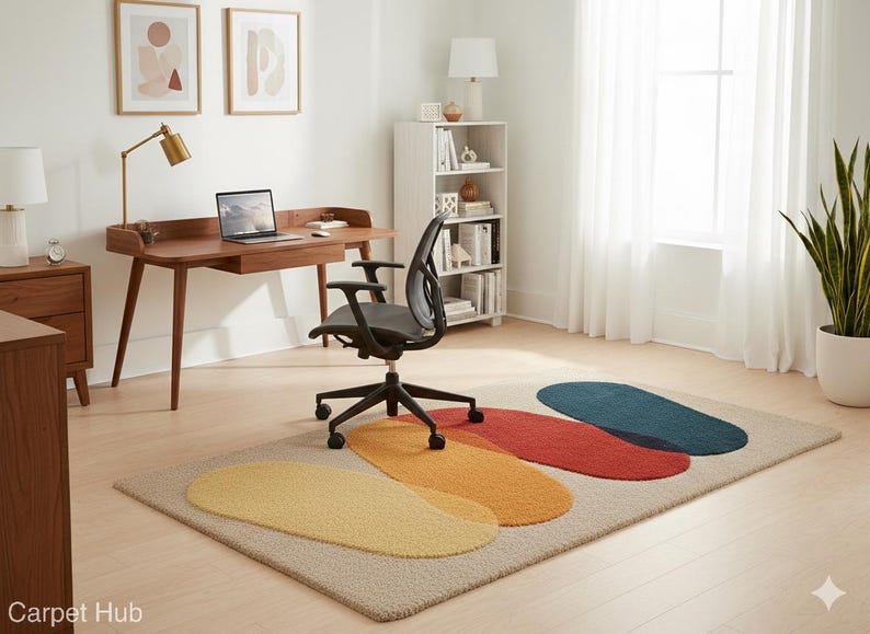 Multicolor Abstract Geometric Oval Area Rug