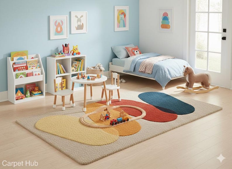 Multicolor Abstract Geometric Oval Area Rug