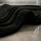 White and Black Wavy Contour Rug