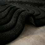 White and Black Wavy Contour Rug