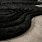 White and Black Wavy Contour Rug