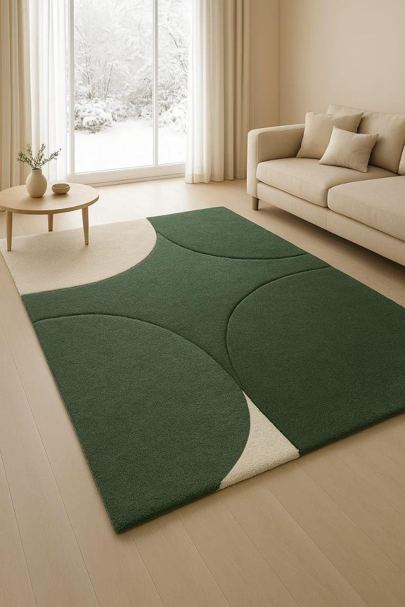 Emerald Curve Abstract Rug