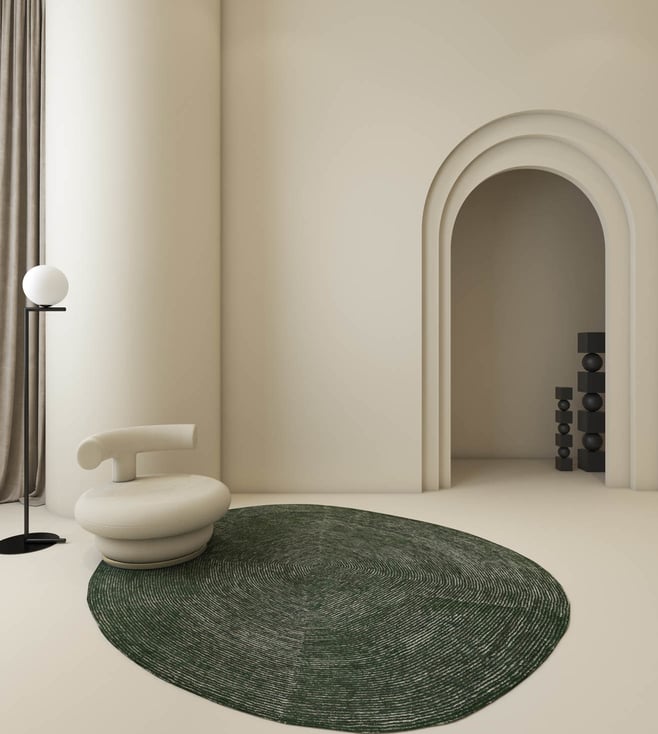 Deep Forest Green Organic Abstract Rug