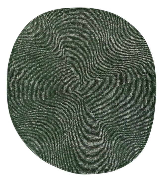 Deep Forest Green Organic Abstract Rug