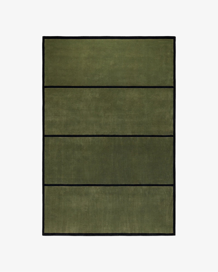 Olive Green Modern Panel Rug
