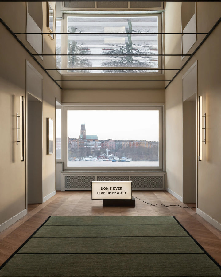 Olive Green Modern Panel Rug