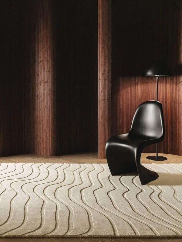 Wavy Lines Ivory Solid Rug