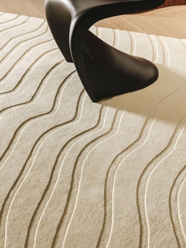 Wavy Lines Ivory Solid Rug