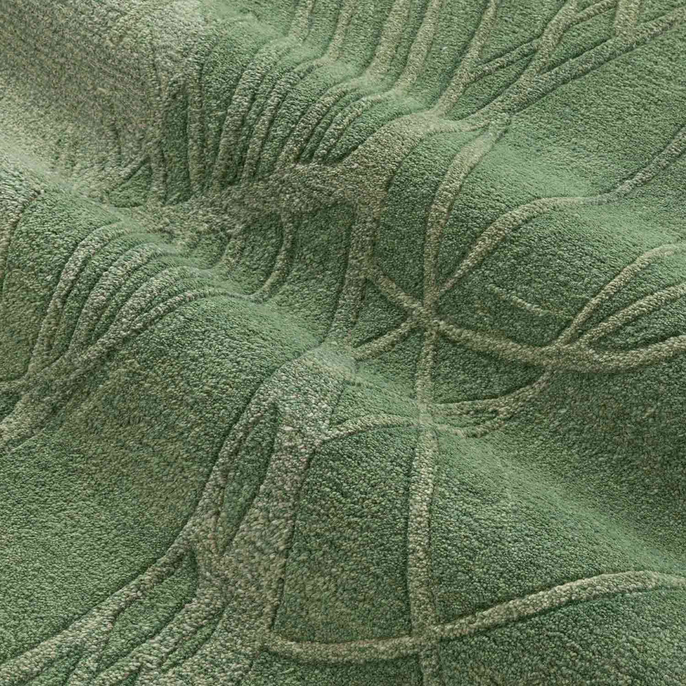 Botanical Green Textured Wool Rug