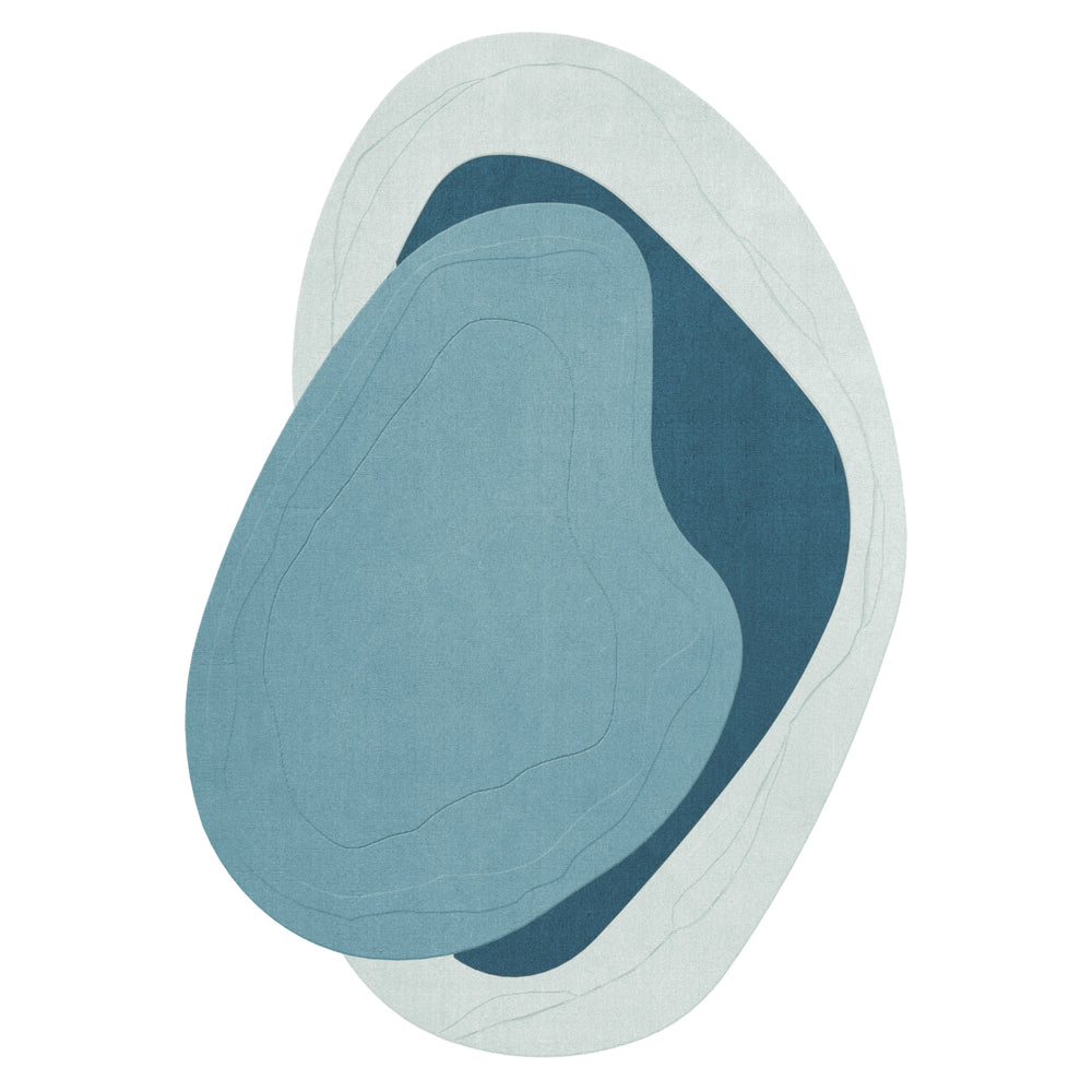 Blue Layered Geometric Abstract Rug