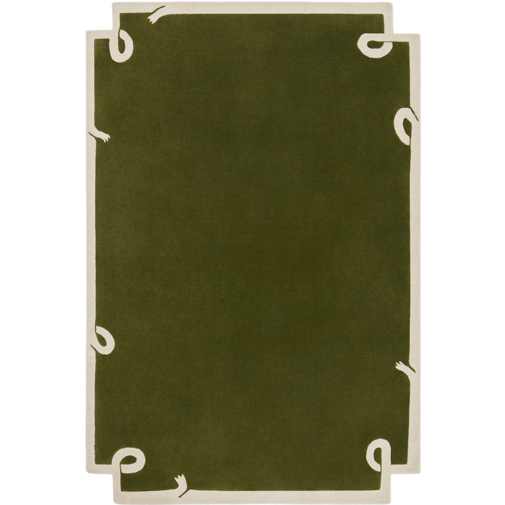 Olive Green Abstract Unshaped Rug