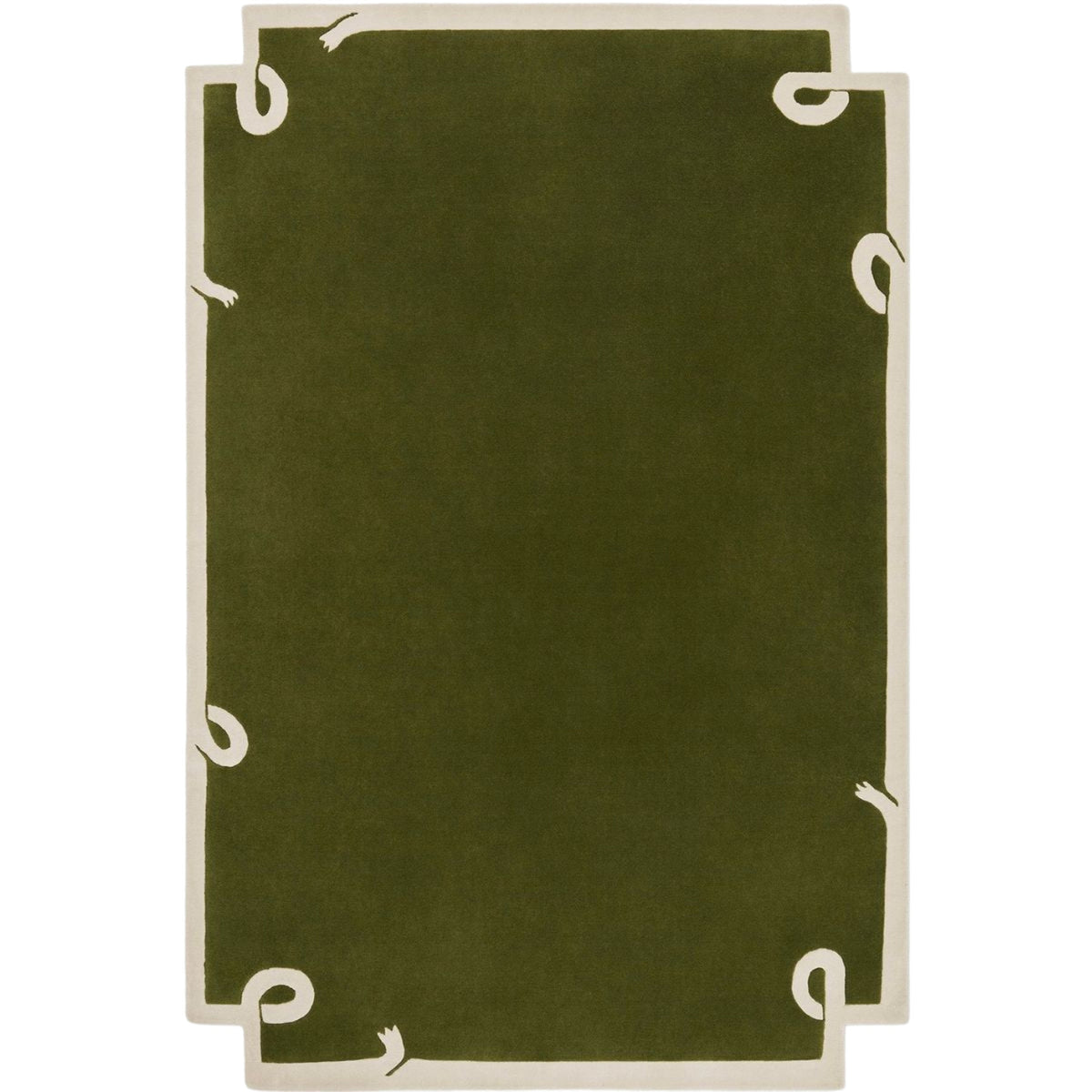Olive Green Abstract Unshaped Rug