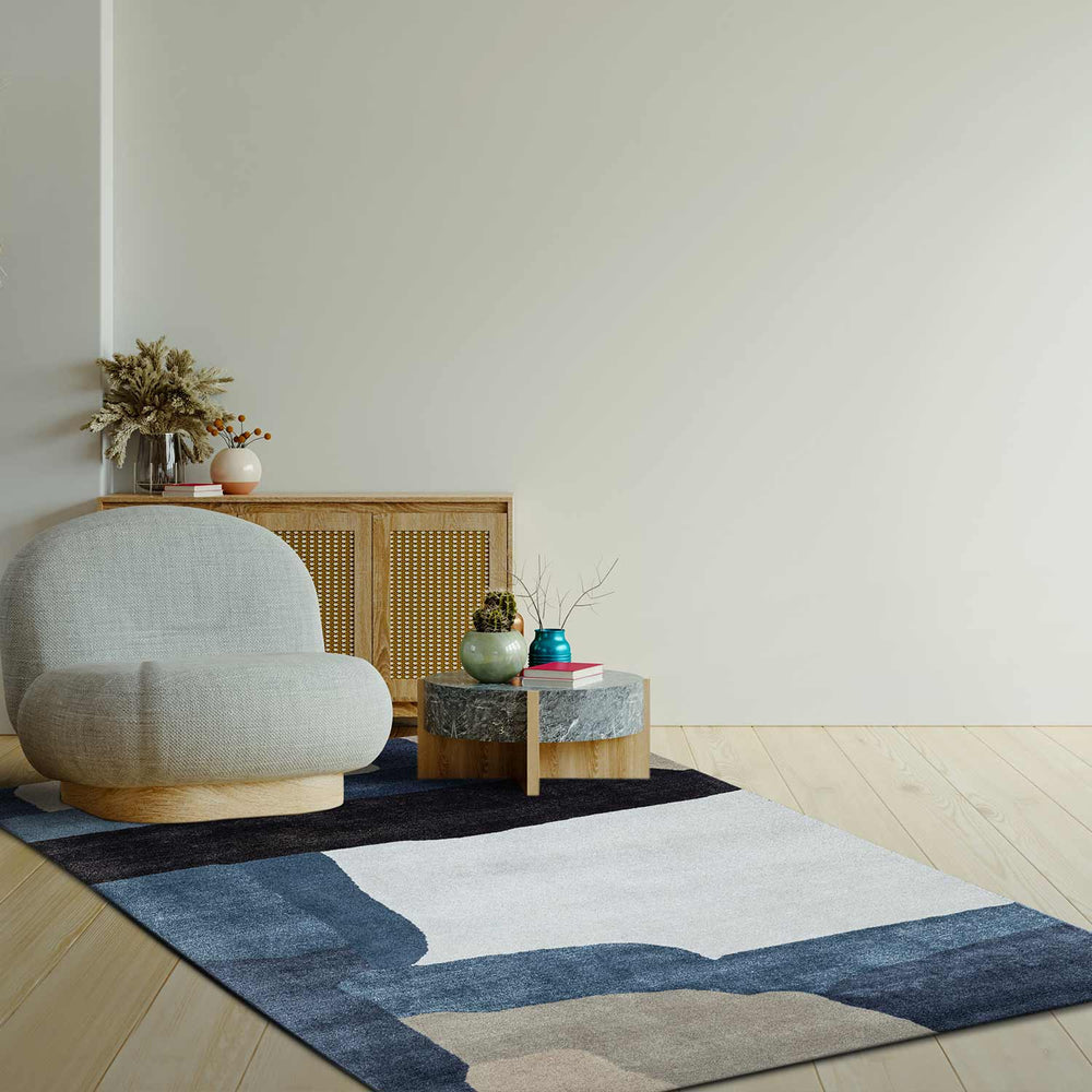 Modern Black & Navy Rug