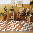 Modern Brown & Cream Geometric Pattern Rug