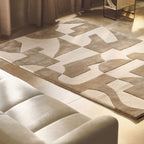 Beige & Cream Abstract Geometric Area Rug