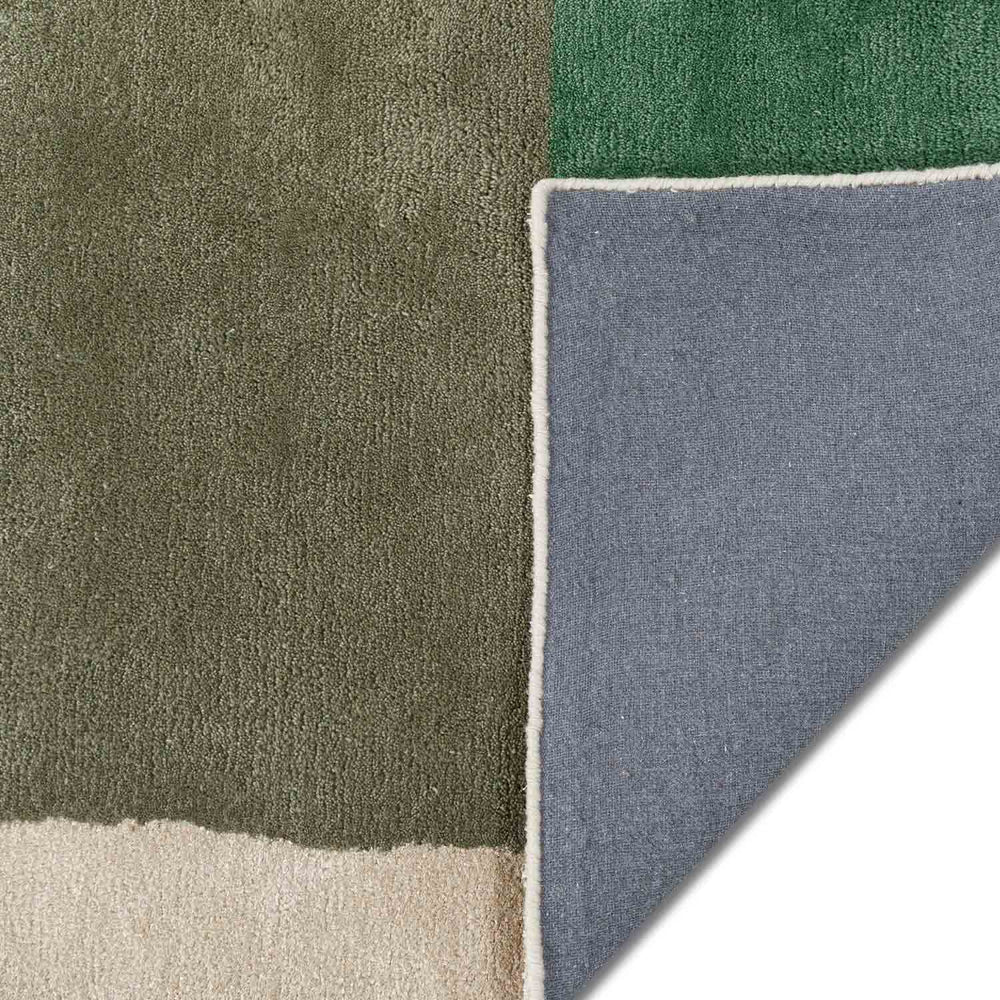 Modern Dark Green Abstract Geometric Rug