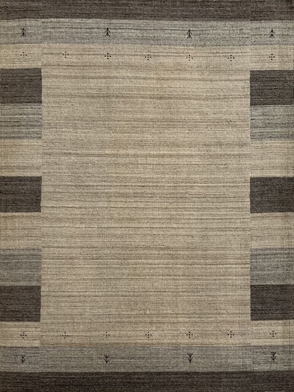 Beige & Brown Geometric Border Rug