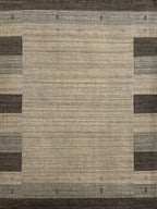 Beige & Brown Geometric Border Rug