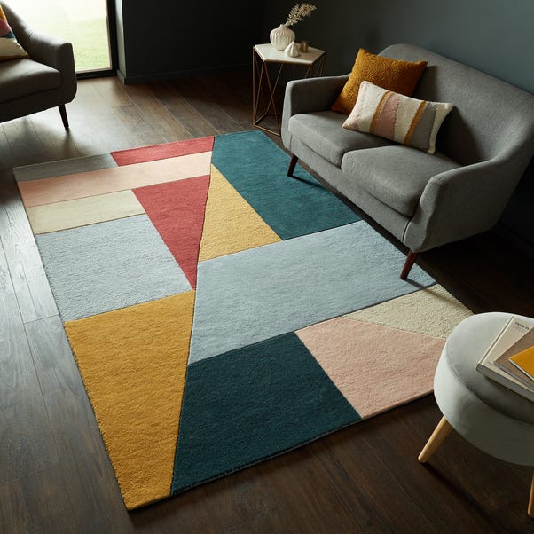 Modern Geometric Color Block Rug