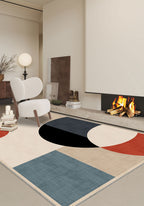 Modern Geometric Circle & Block Rug