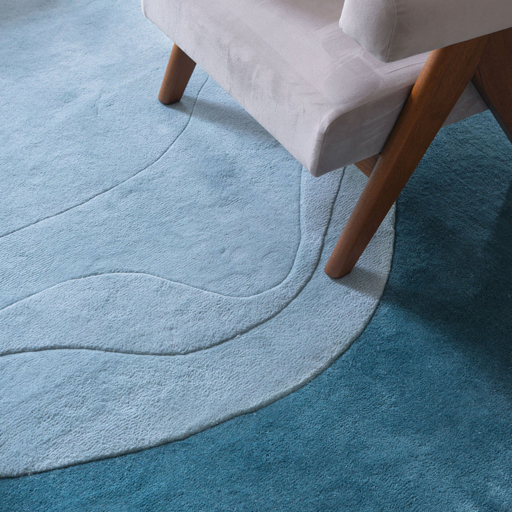 Blue Layered Geometric Abstract Rug