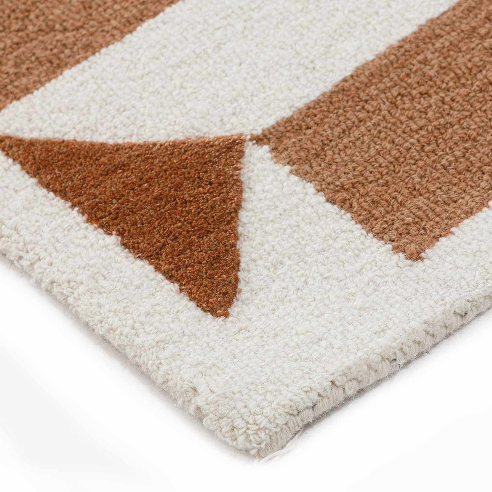 Modern Brown & Cream Geometric Pattern Rug